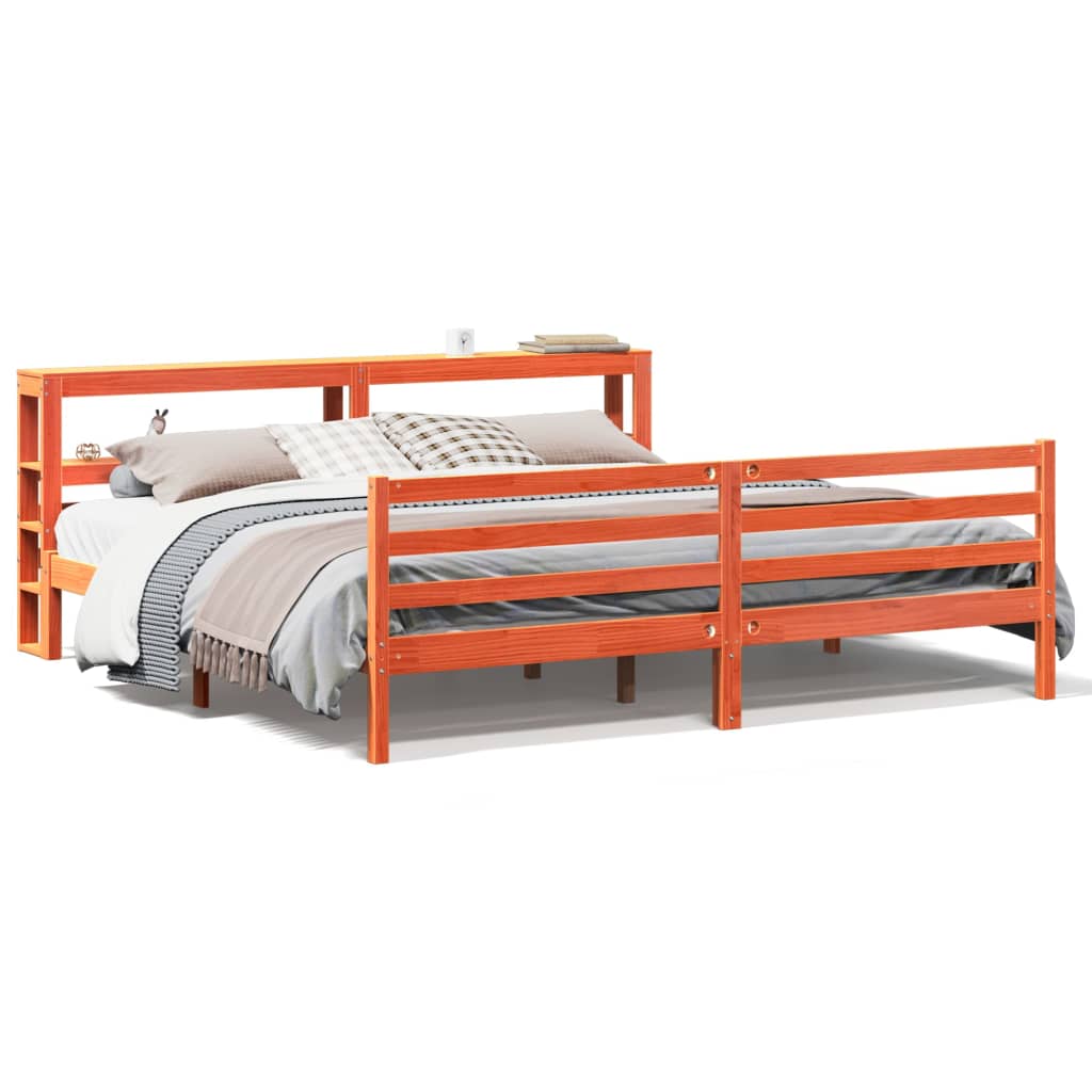 viaszbarna tömör fenyőfa ágy matrac nélkül 200 x 200 cm