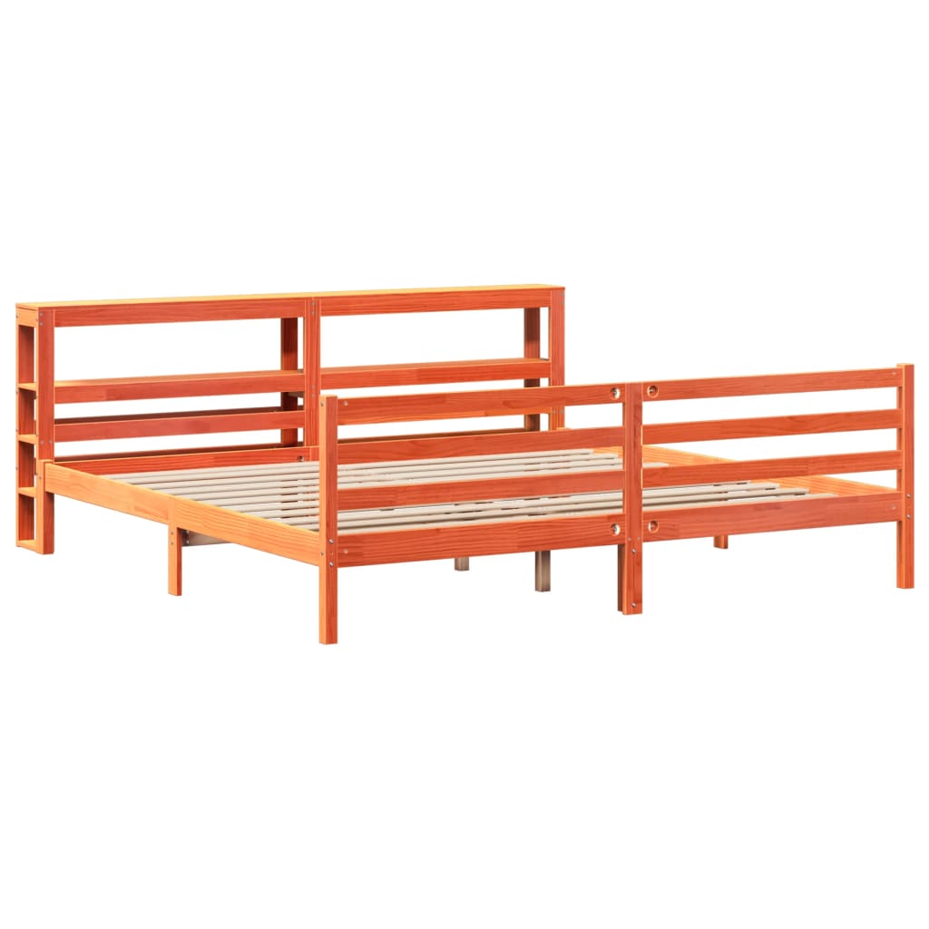 viaszbarna tömör fenyőfa ágy matrac nélkül 200 x 200 cm