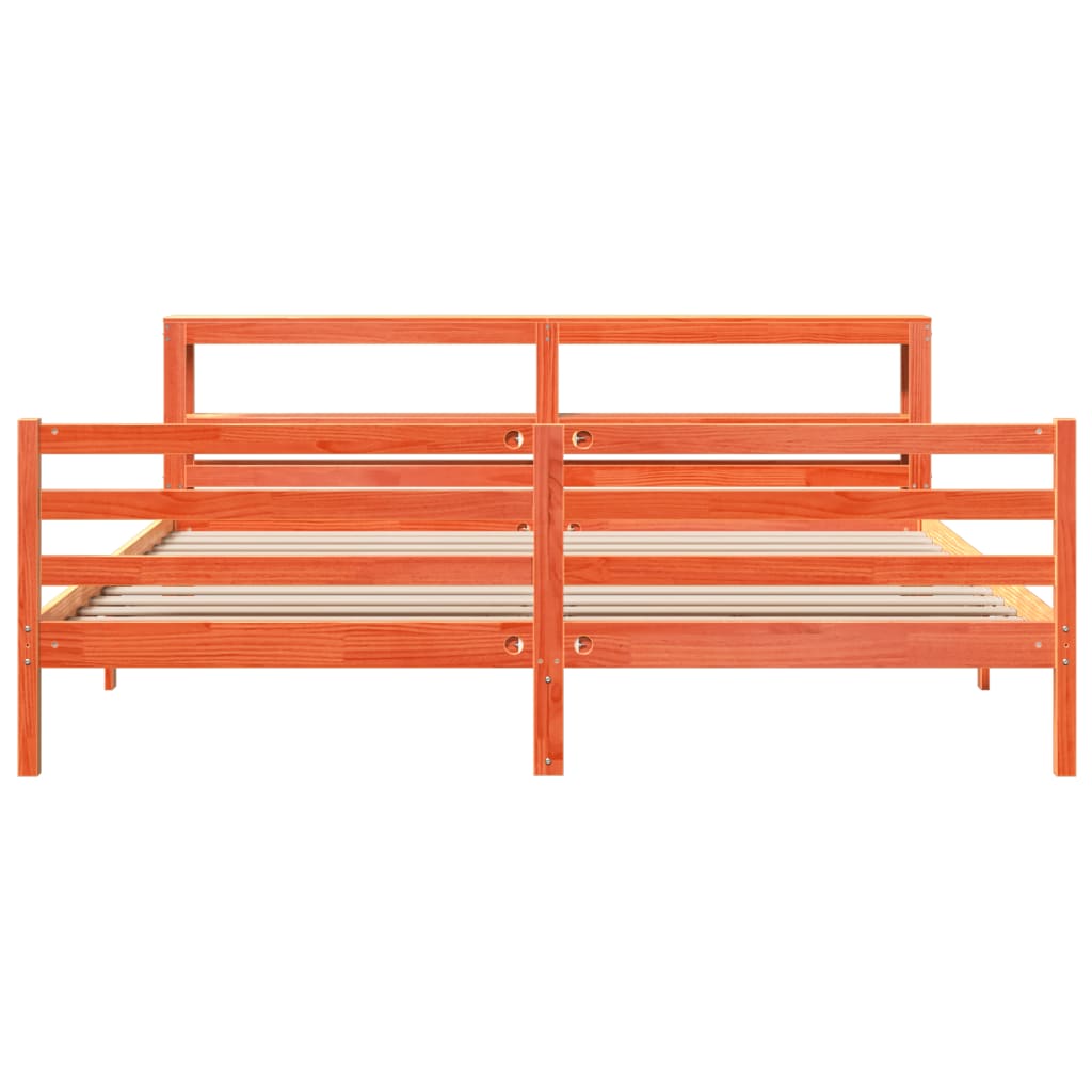 viaszbarna tömör fenyőfa ágy matrac nélkül 200 x 200 cm