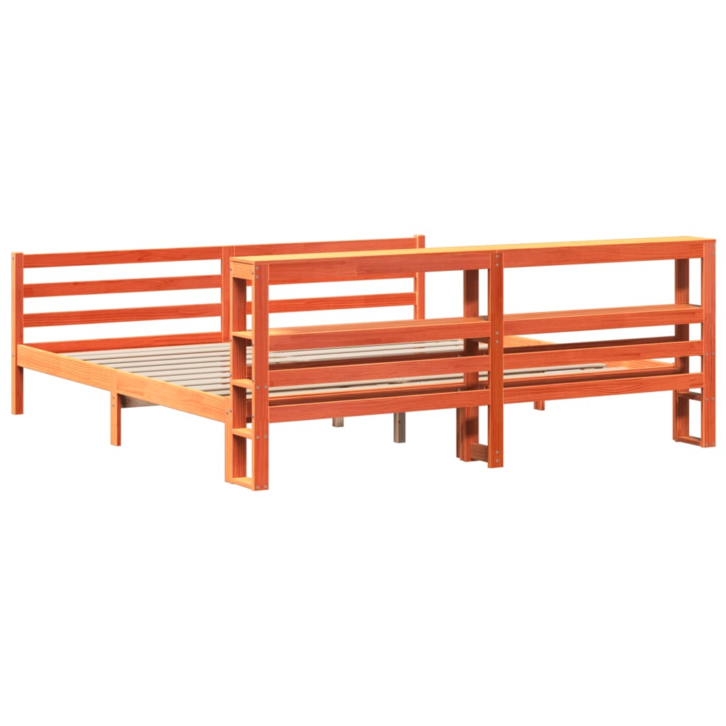 viaszbarna tömör fenyőfa ágy matrac nélkül 200 x 200 cm