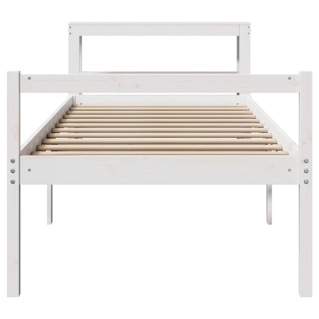 fehér tömör fenyőfa ágy időseknek fejtámlával 75 x 190 cm