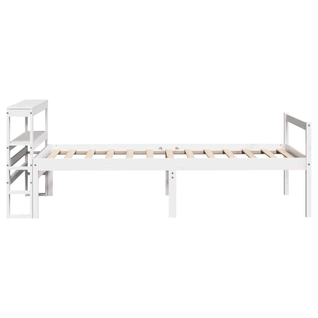 fehér tömör fenyőfa ágy időseknek fejtámlával 75 x 190 cm