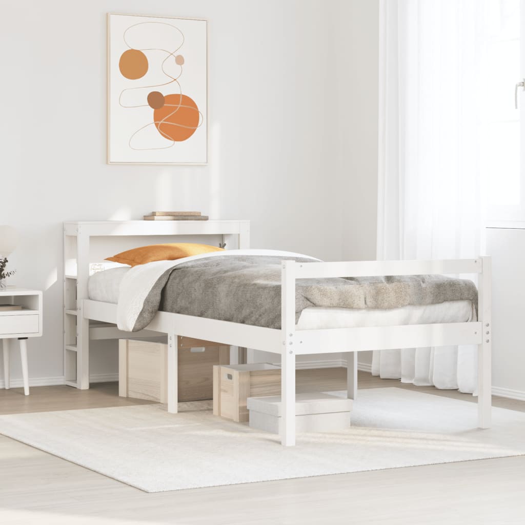 fehér tömör fenyőfa ágy időseknek fejtámlával 75 x 190 cm