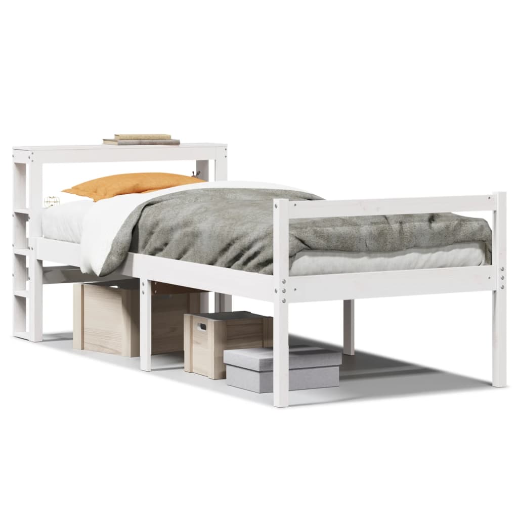 fehér tömör fenyőfa ágy időseknek fejtámlával 90 x 190 cm
