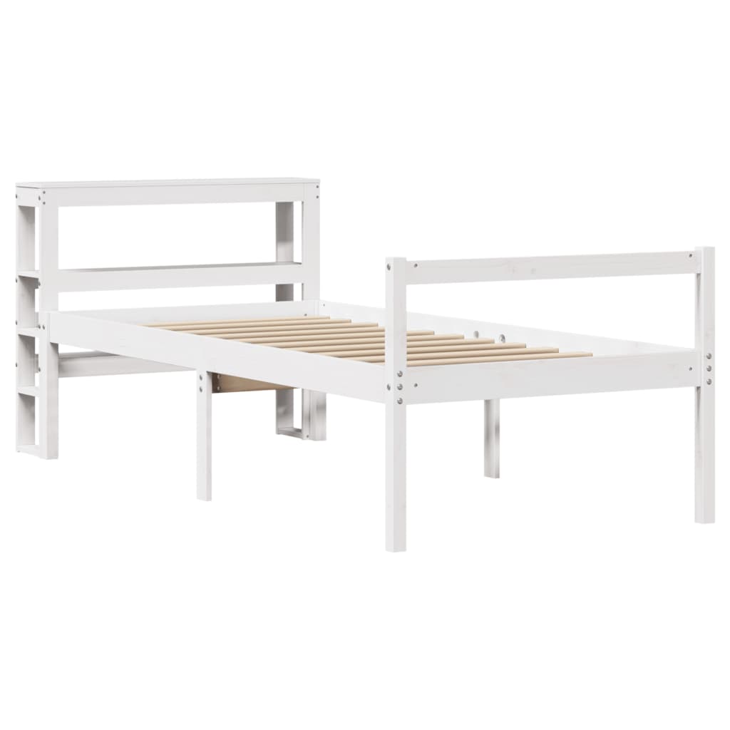 fehér tömör fenyőfa ágy időseknek fejtámlával 90 x 190 cm