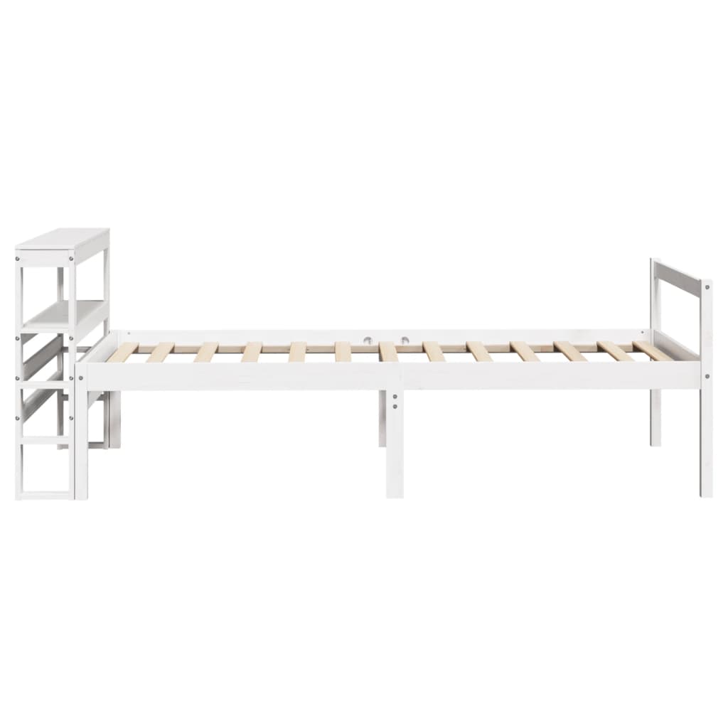 fehér tömör fenyőfa ágy időseknek fejtámlával 90 x 190 cm