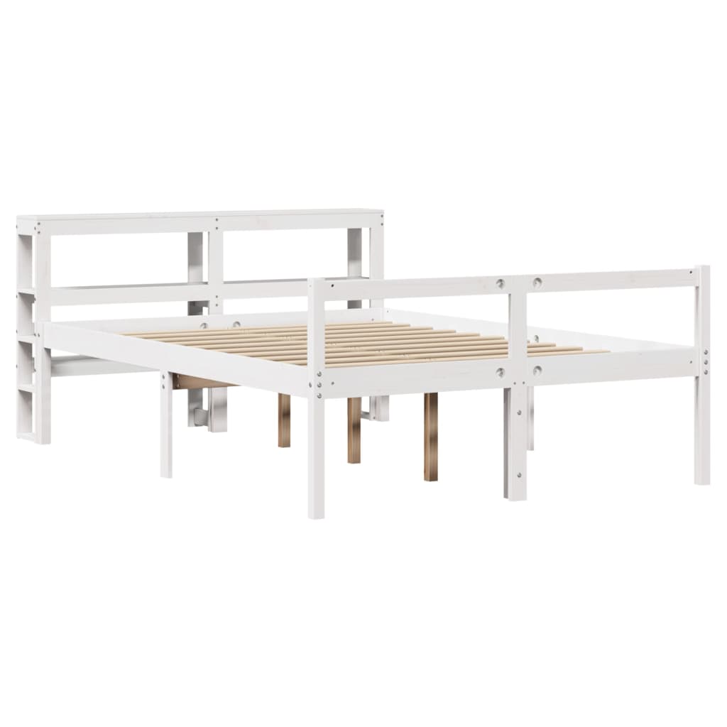 fehér tömör fenyőfa ágy időseknek fejtámlával 120 x 200 cm