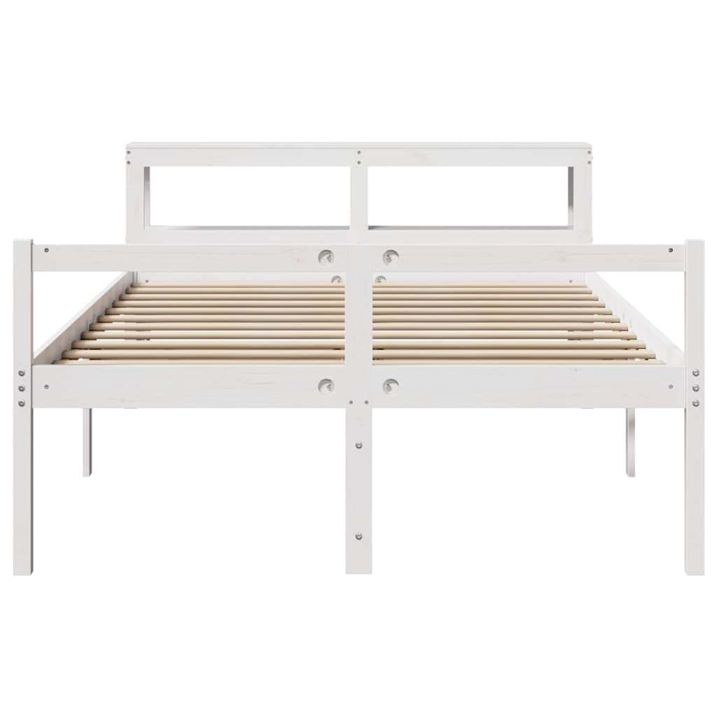 fehér tömör fenyőfa ágy időseknek fejtámlával 120 x 200 cm