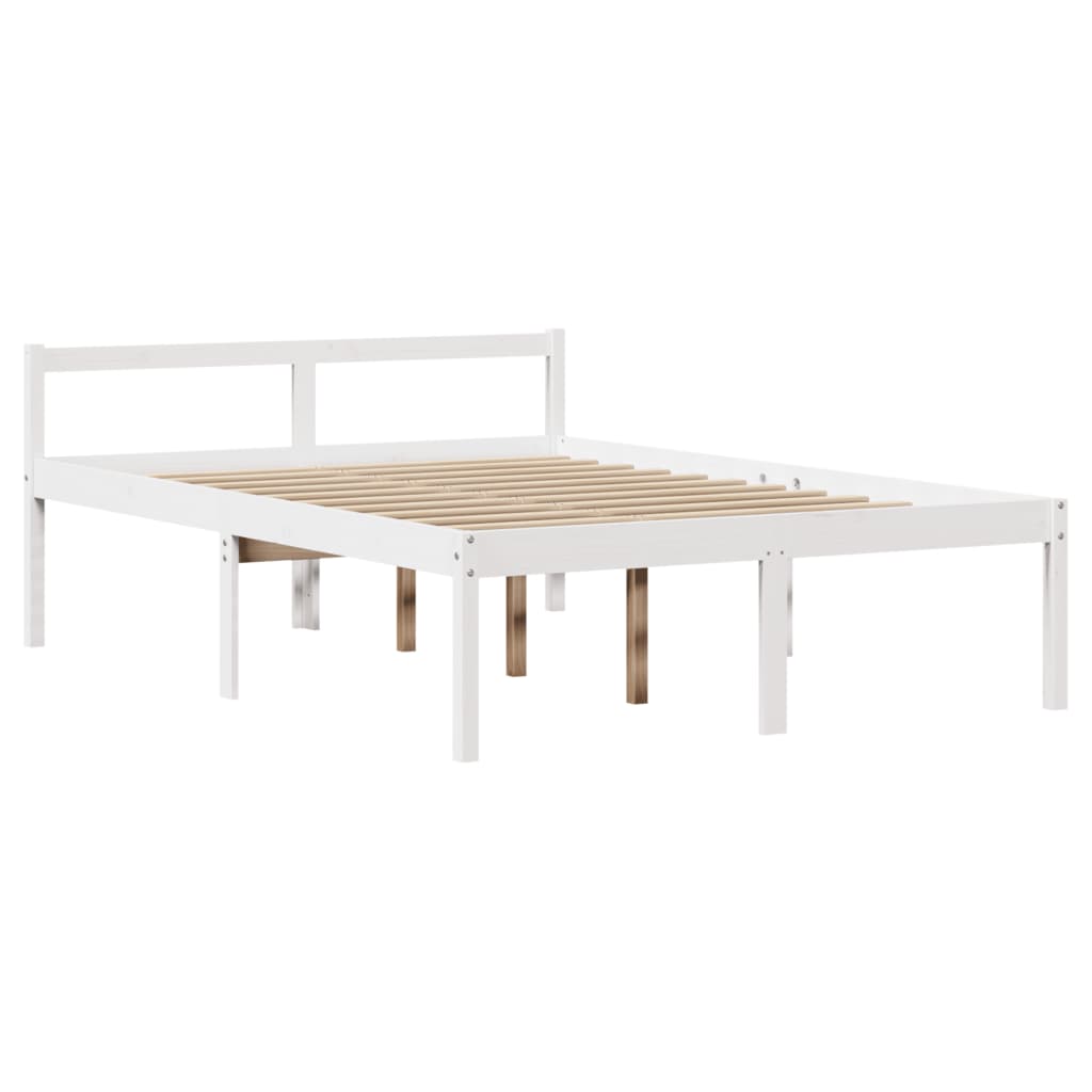 fehér tömör fenyőfa ágy időseknek fejtámlával 120 x 200 cm