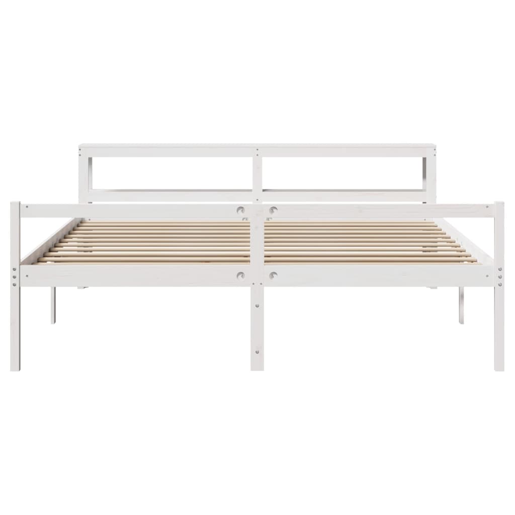 fehér tömör fenyőfa ágy időseknek fejtámlával 180 x 200 cm