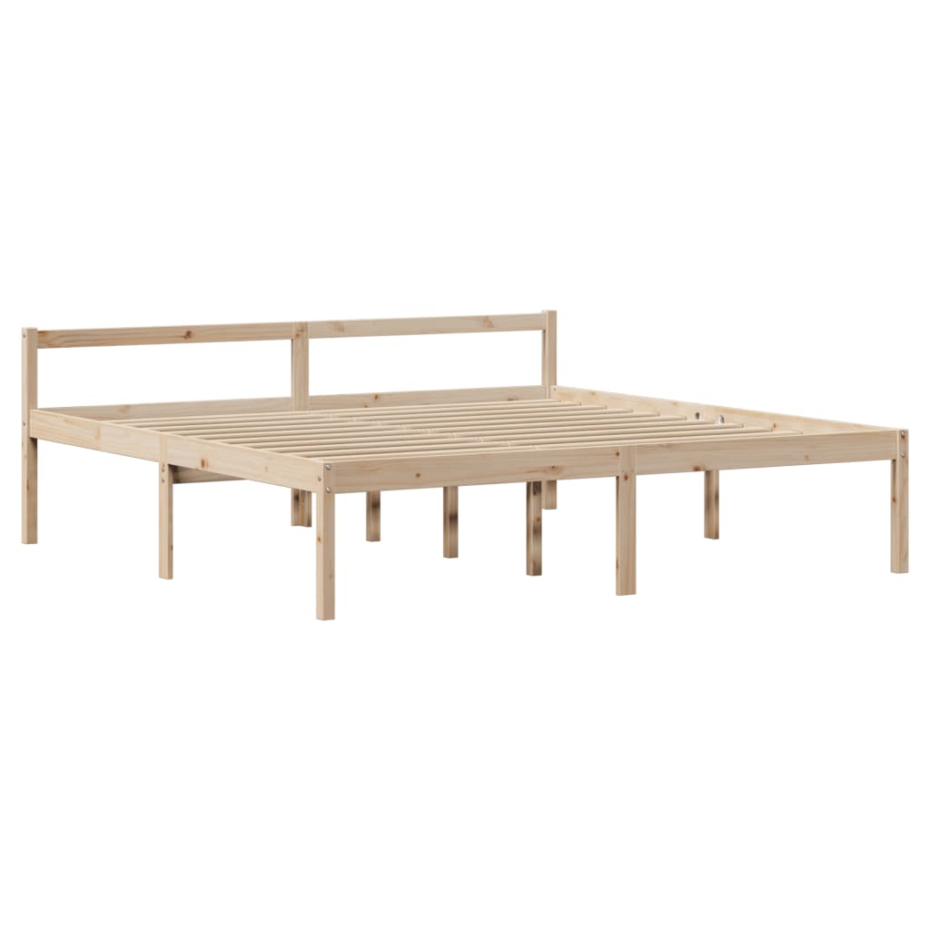 tömör fenyőfa ágy időseknek fejtámlával 200 x 200 cm