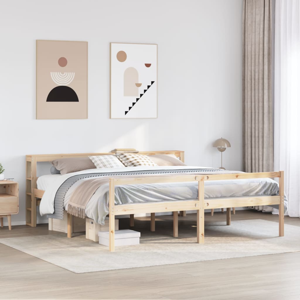 tömör fenyőfa ágy időseknek fejtámlával 200 x 200 cm
