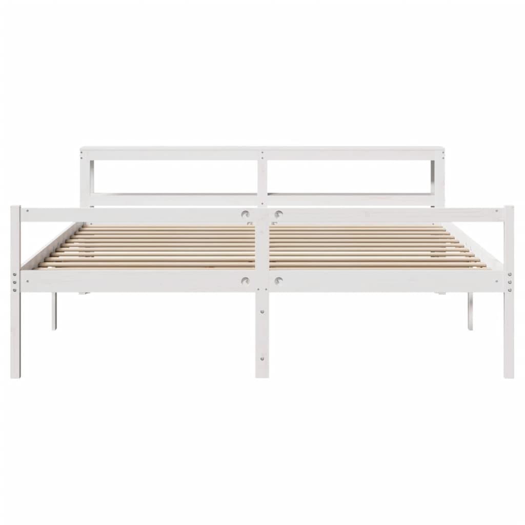 fehér tömör fenyőfa ágy időseknek fejtámlával 200 x 200 cm
