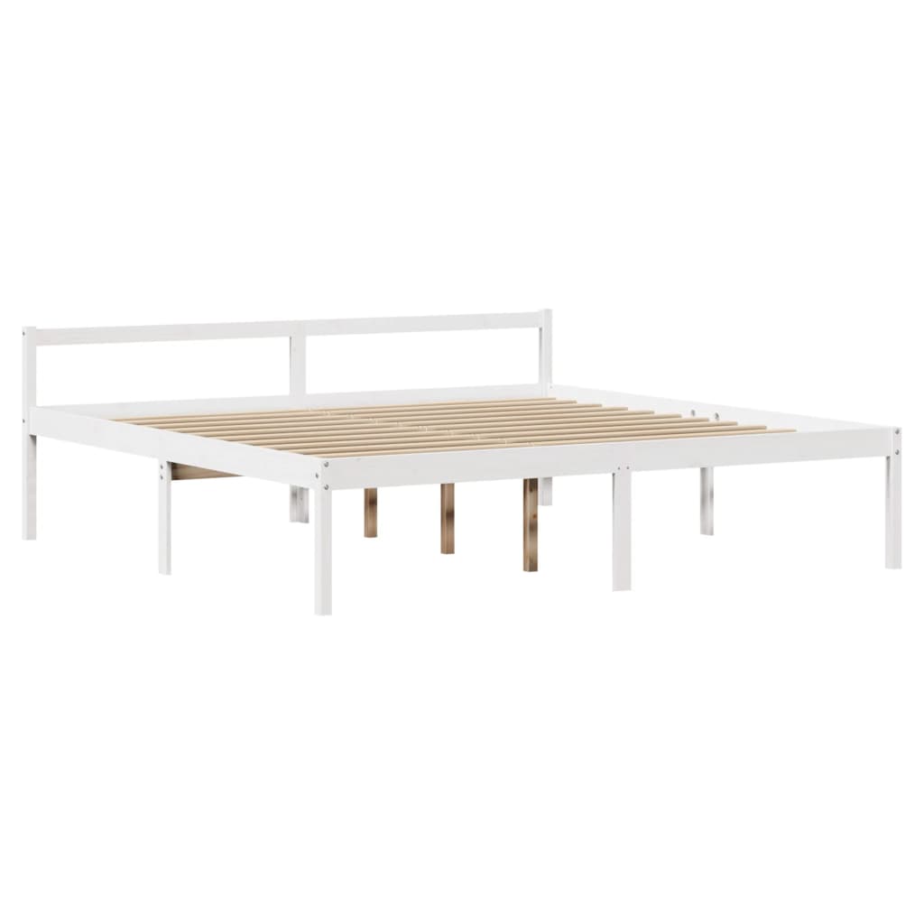fehér tömör fenyőfa ágy időseknek fejtámlával 200 x 200 cm