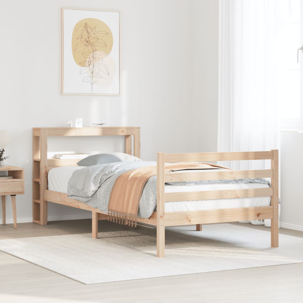 tömör fenyőfa ágykeret fejtámlával 90 x 200 cm