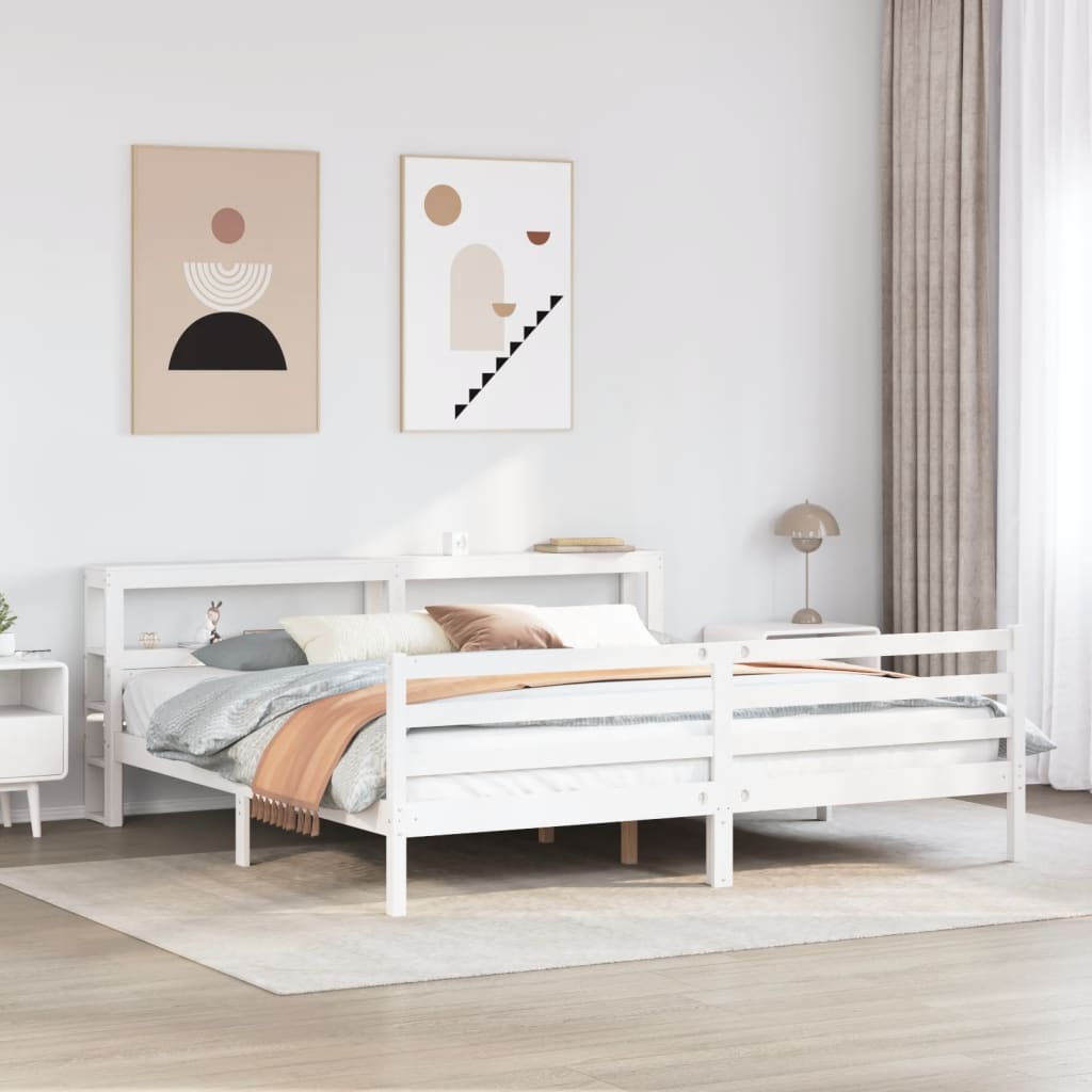 fehér ágykeret fejtámlával matrac nélkül 200x200 cm
