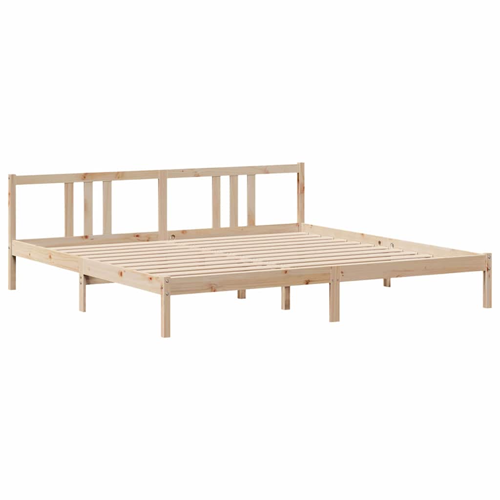 tömör fenyőfa ágykeret fejtámlával 200 x 200 cm