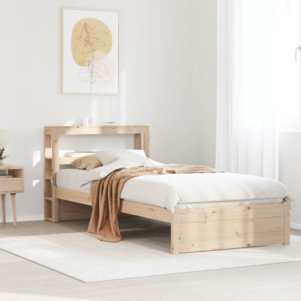 tömör fenyőfa ágykeret fejtámlával 75 x 190 cm