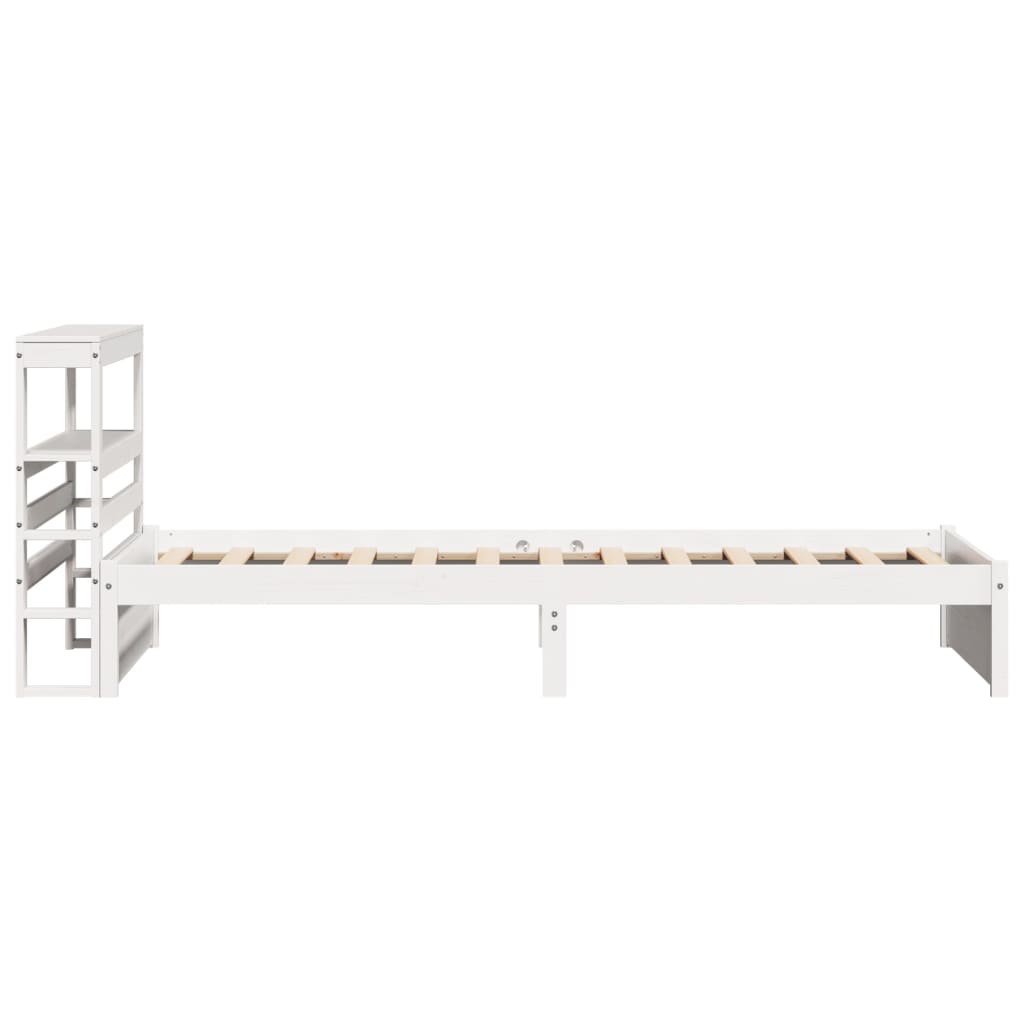fehér tömör fenyőfa ágykeret fejtámlával 75 x 190 cm