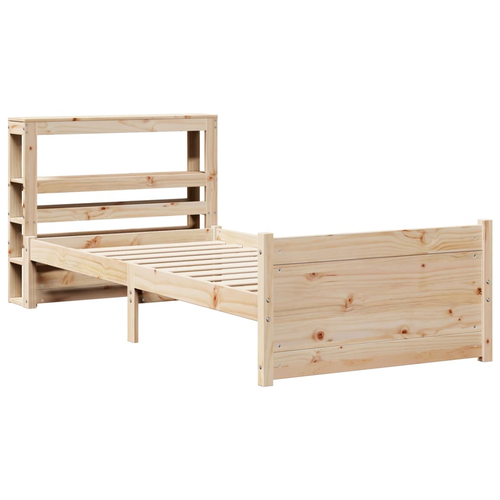 tömör fenyőfa ágykeret fejtámlával 90 x 200 cm