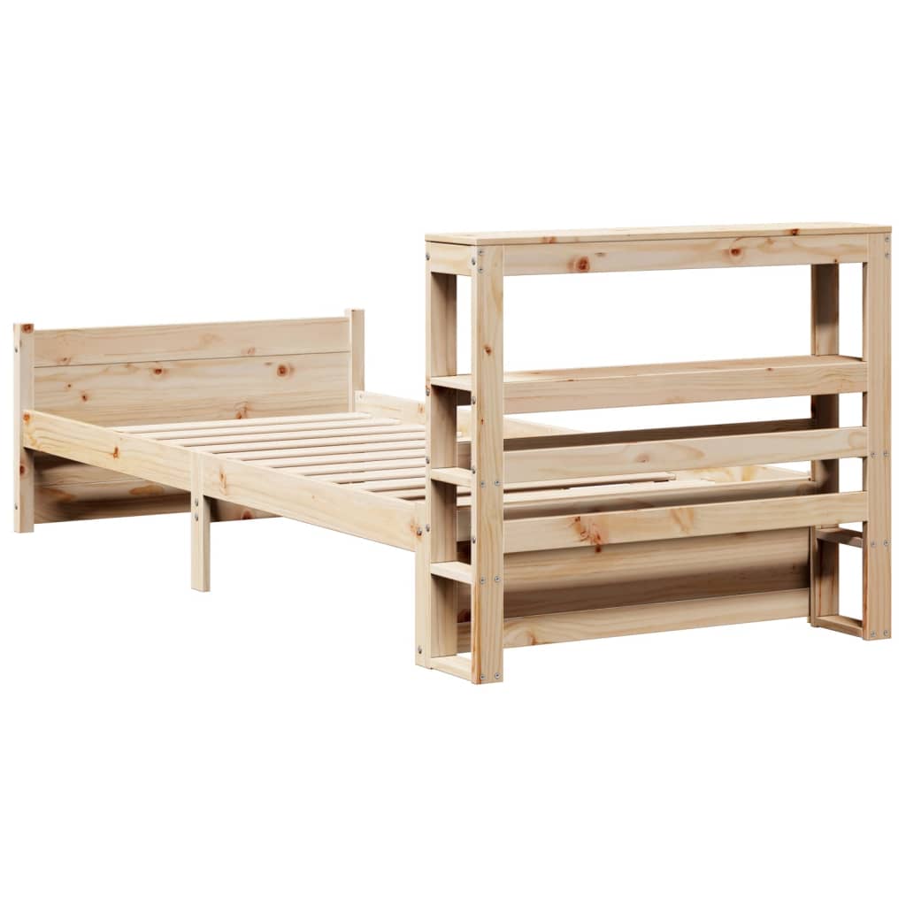 tömör fenyőfa ágykeret fejtámlával 90 x 200 cm