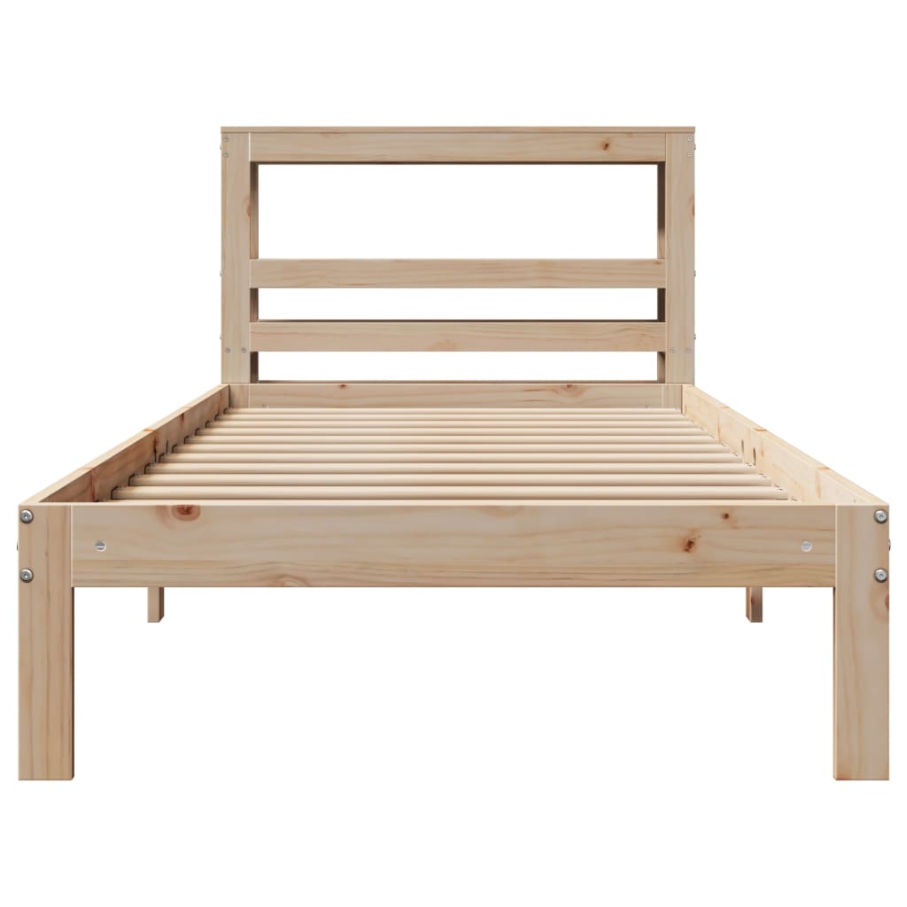 tömör fenyőfa ágykeret fejtámlával 90 x 200 cm
