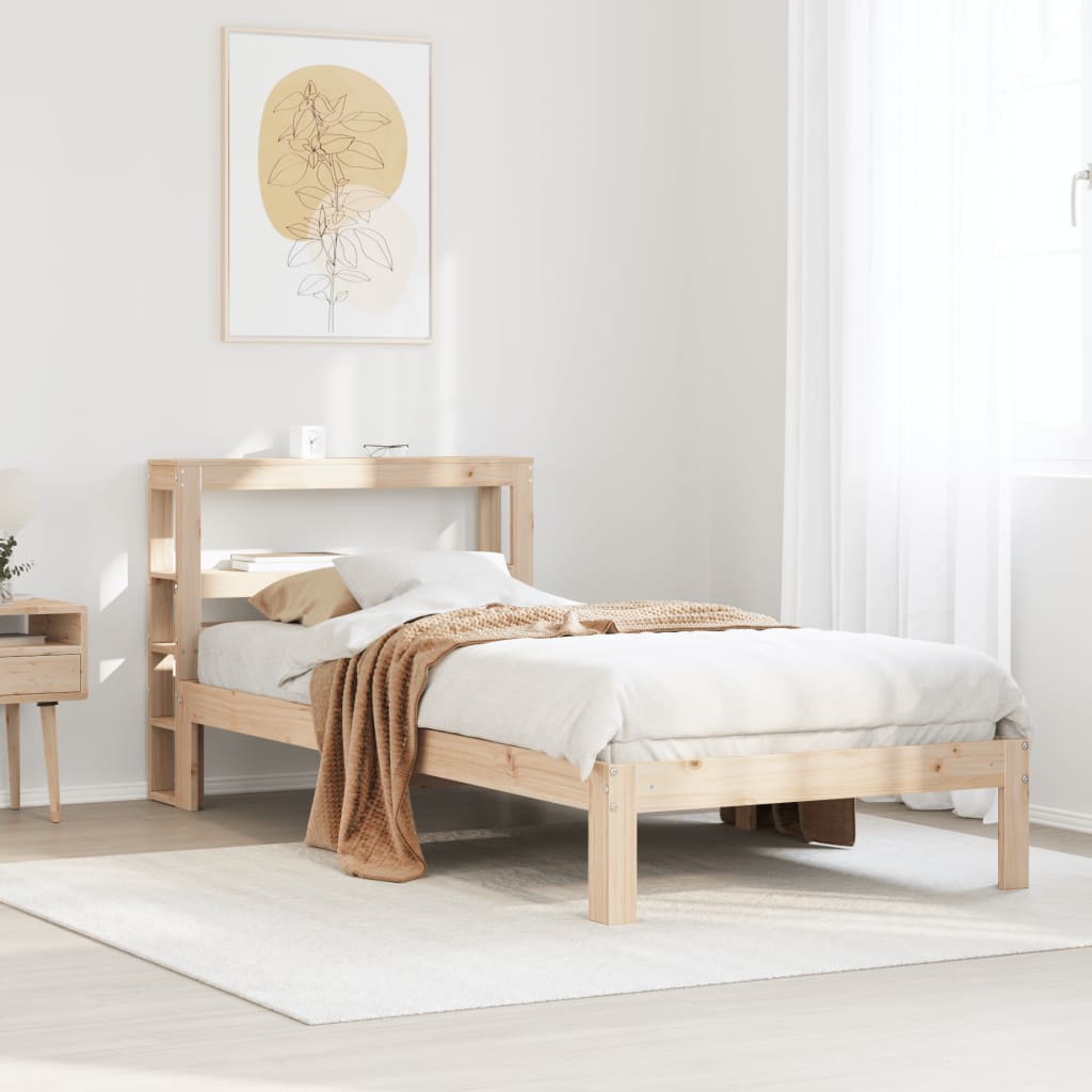 tömör fenyőfa ágykeret fejtámlával 90 x 200 cm