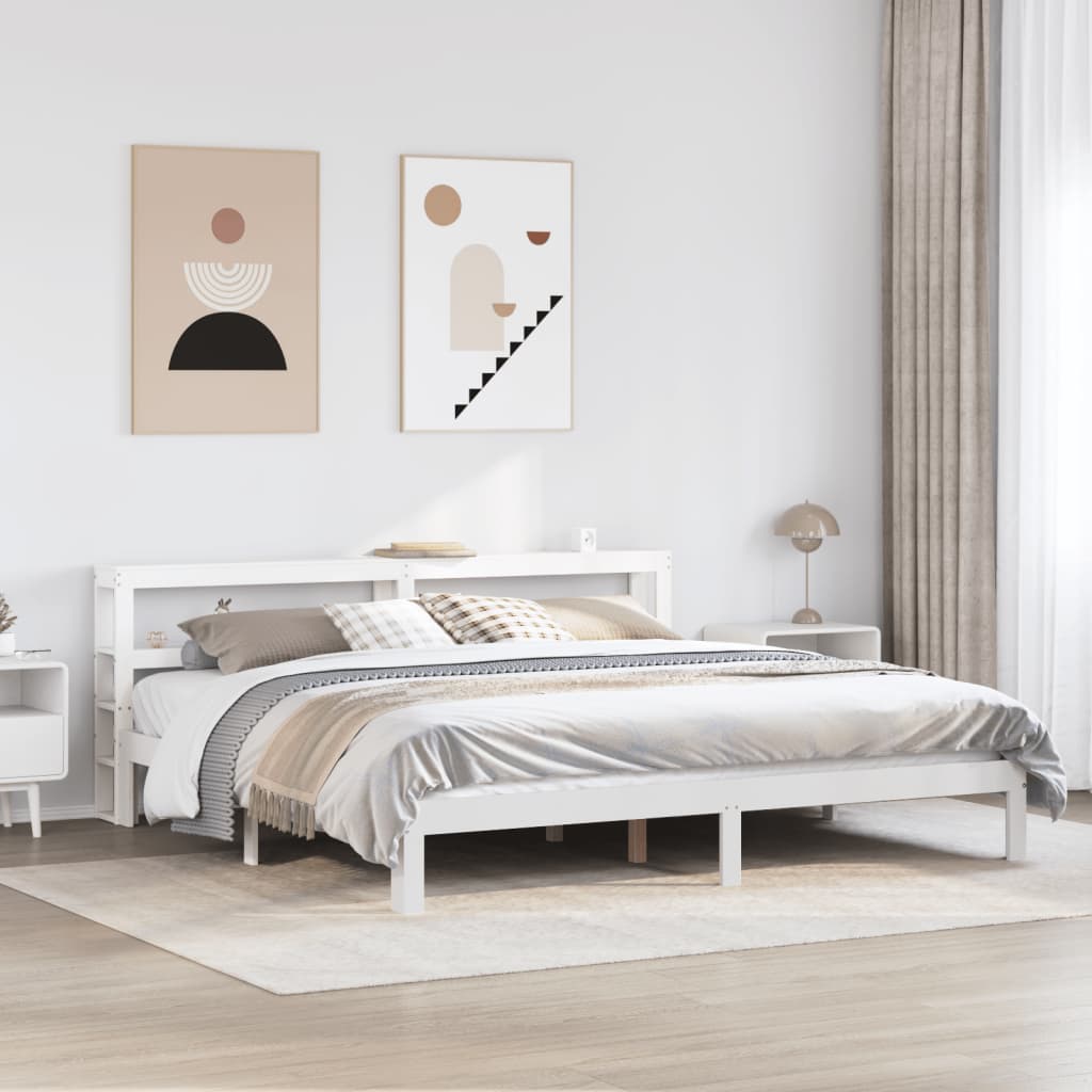 fehér ágykeret fejtámlával matrac nélkül 200x200 cm