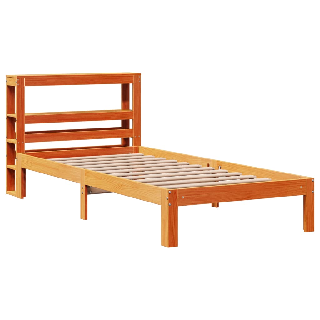 viaszbarna tömör fenyőfa ágy matrac nélkül 75 x 190 cm