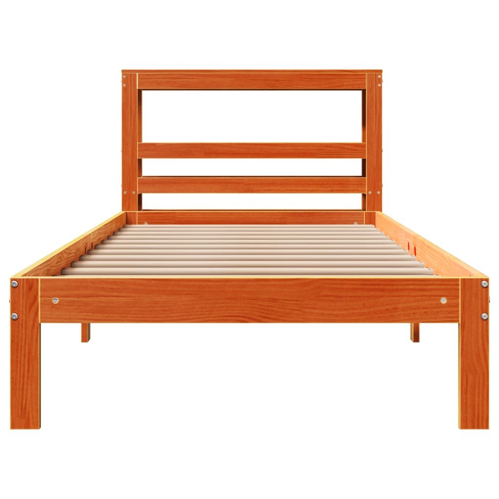 viaszbarna tömör fenyőfa ágy matrac nélkül 75 x 190 cm