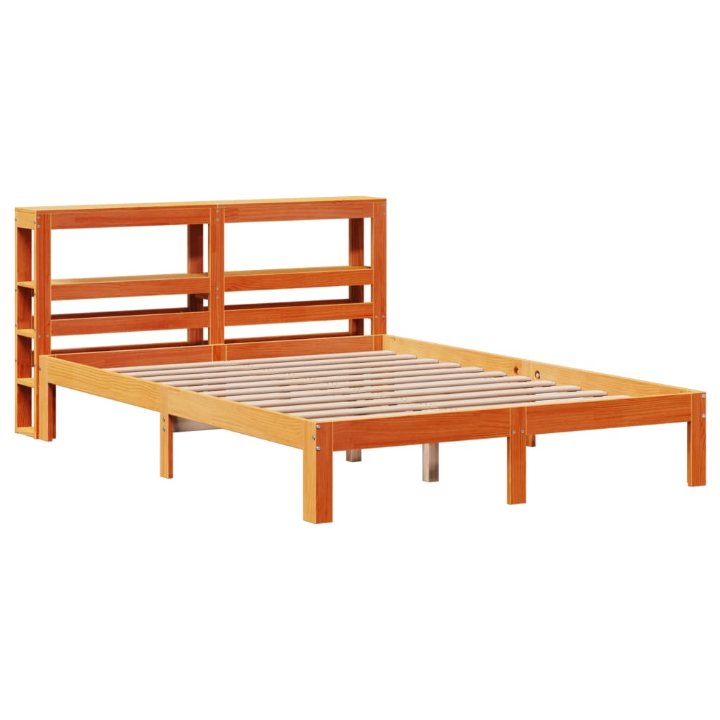 viaszbarna tömör fenyőfa ágy matrac nélkül 135 x 190 cm
