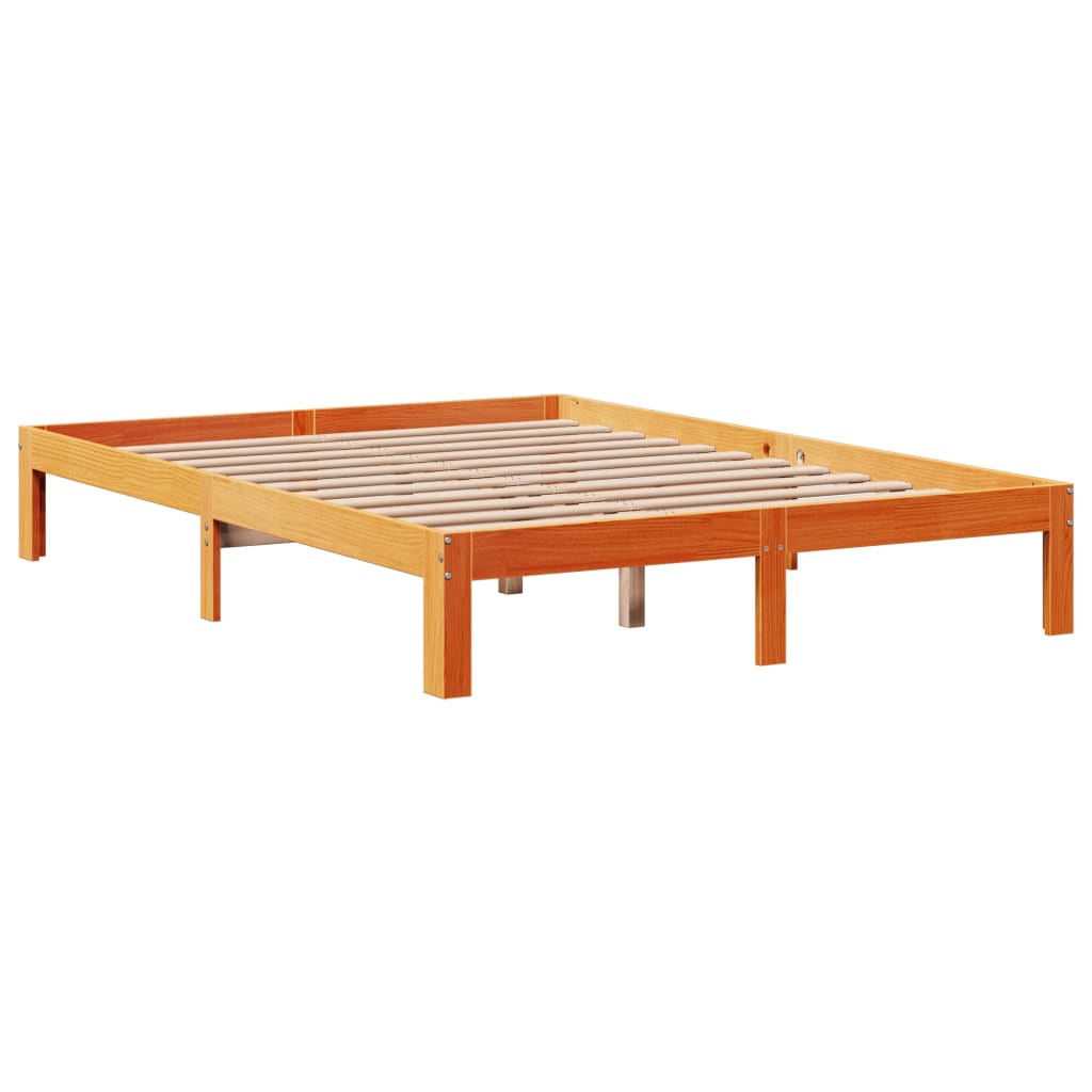viaszbarna tömör fenyőfa ágy matrac nélkül 140 x 190 cm