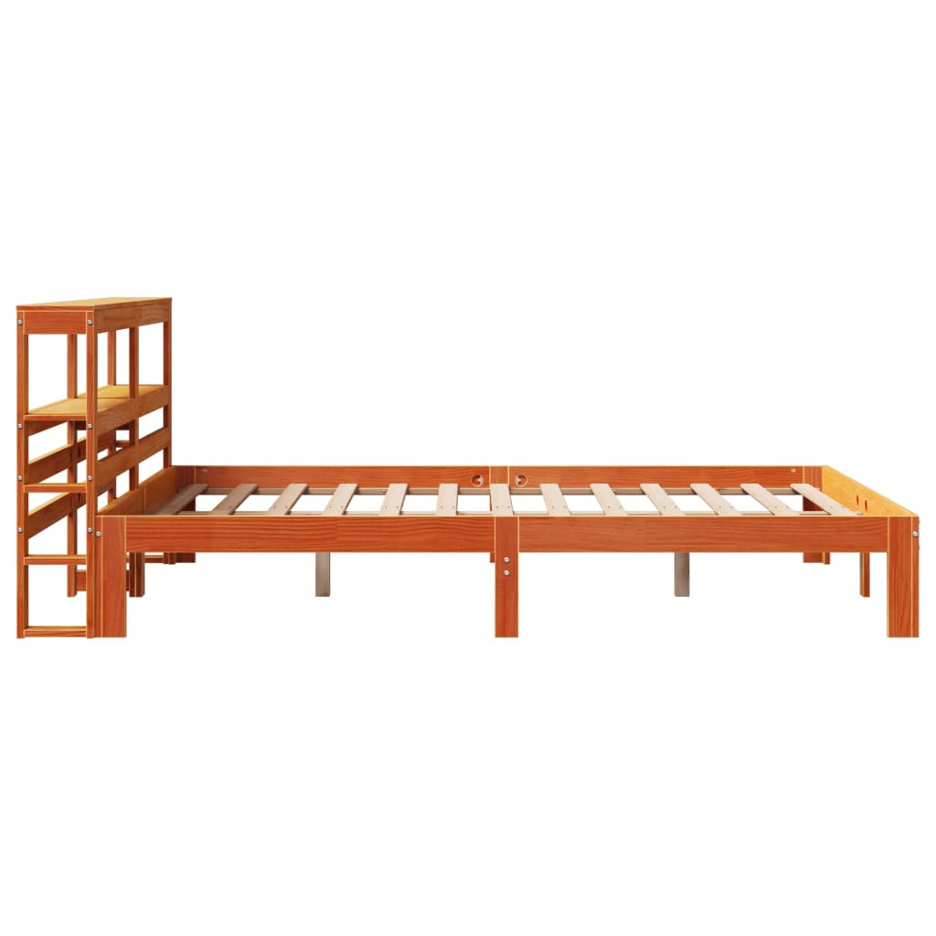 viaszbarna tömör fenyőfa ágy matrac nélkül 140 x 190 cm