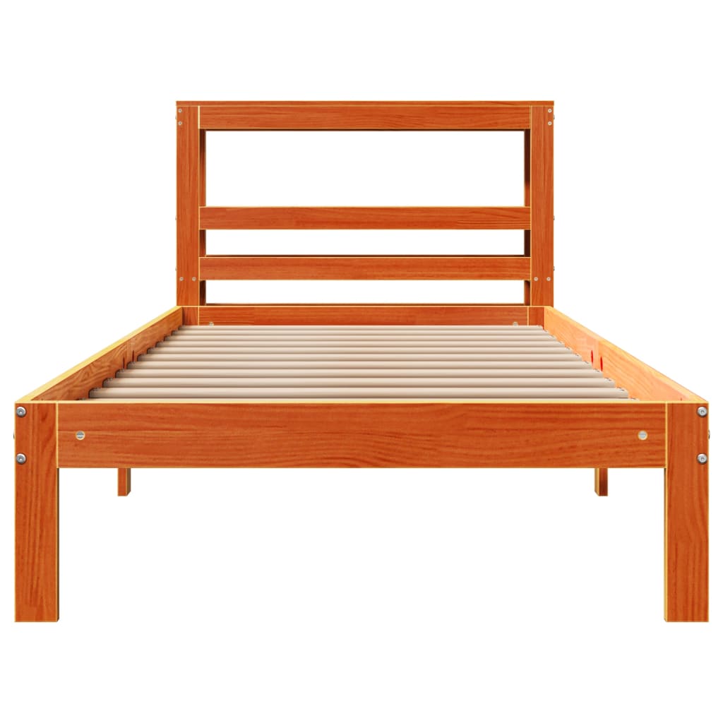 viaszbarna tömör fenyőfa ágy matrac nélkül 100 x 200 cm