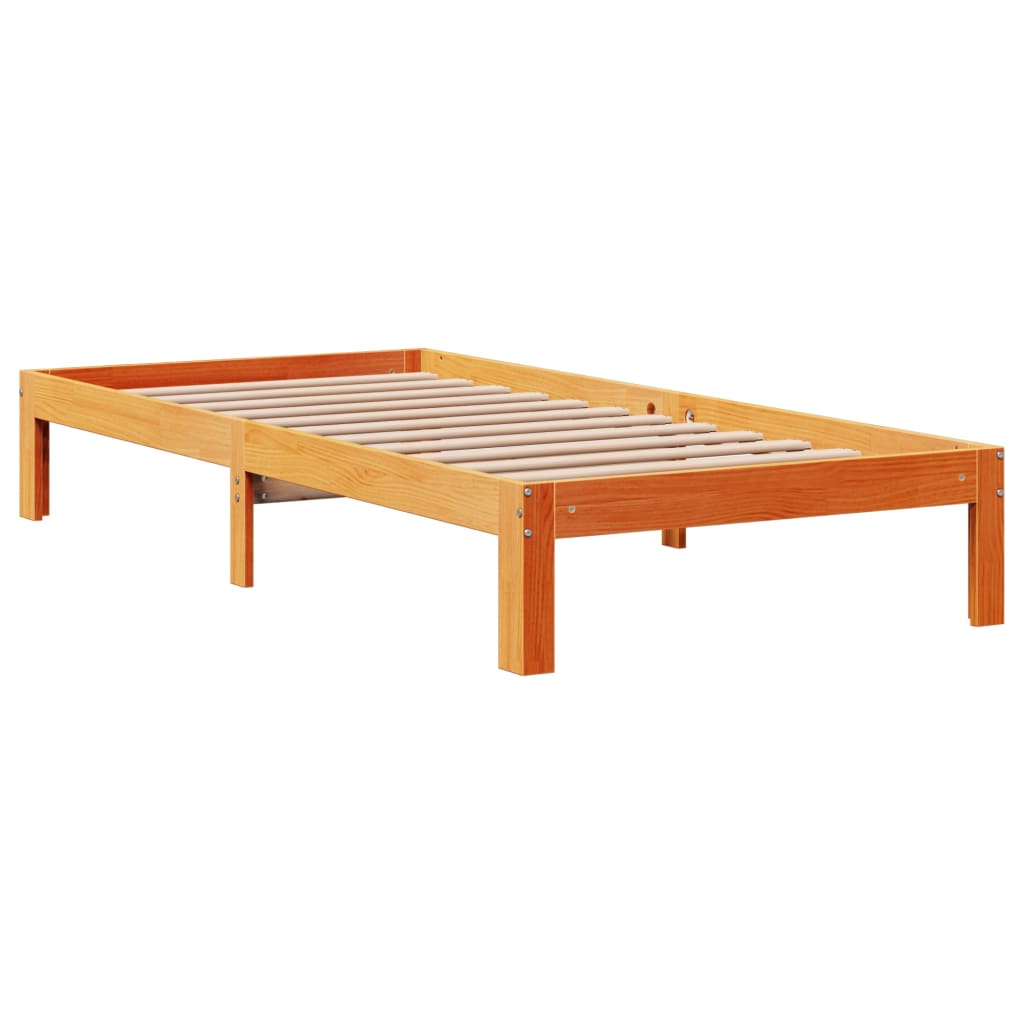 viaszbarna tömör fenyőfa ágy matrac nélkül 100 x 200 cm