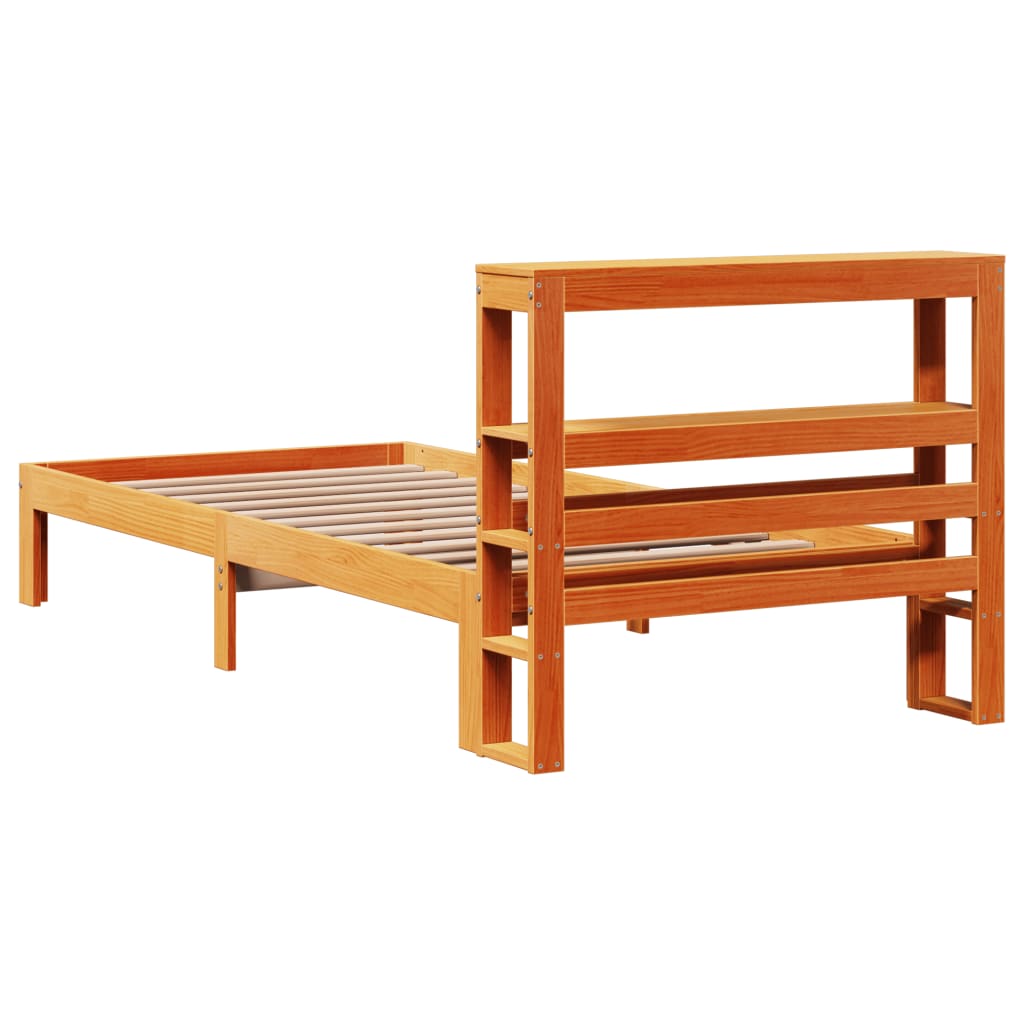 viaszbarna tömör fenyőfa ágy matrac nélkül 100 x 200 cm
