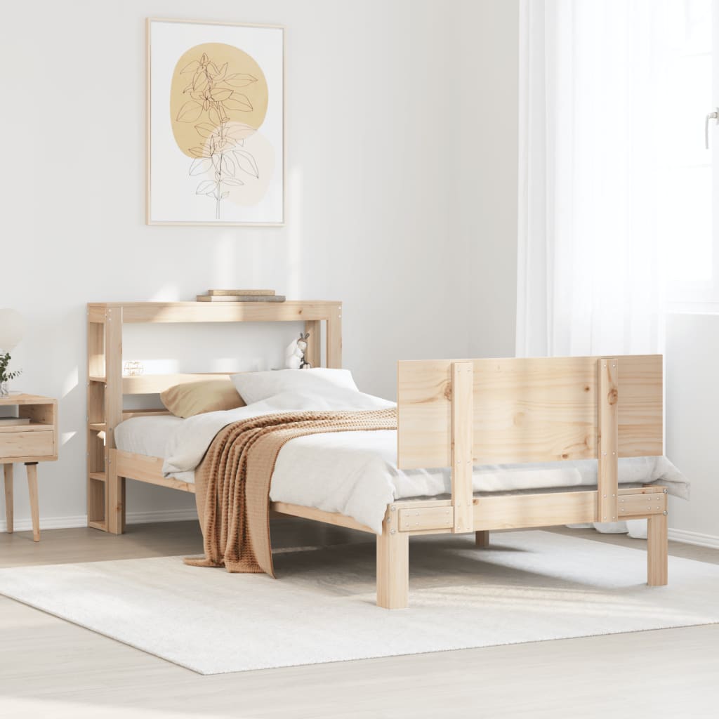 tömör fenyőfa ágykeret fejtámlával 75 x 190 cm