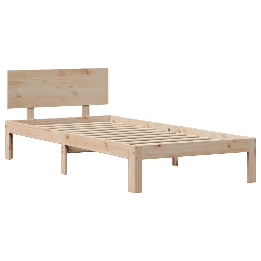 tömör fenyőfa ágykeret fejtámlával 90 x 200 cm