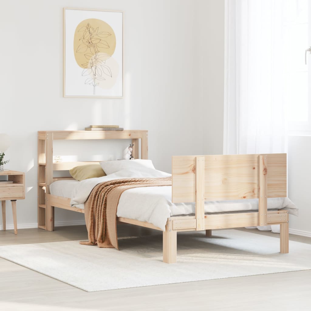tömör fenyőfa ágykeret fejtámlával 90 x 200 cm