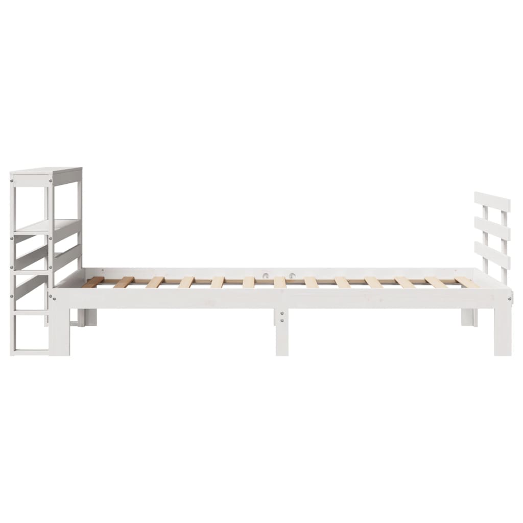 fehér tömör fenyőfa ágykeret fejtámlával 75 x 190 cm