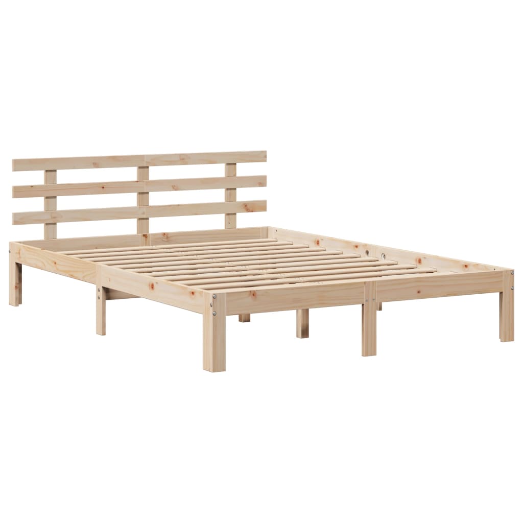 tömör fenyőfa ágykeret fejtámlával 120 x 190 cm