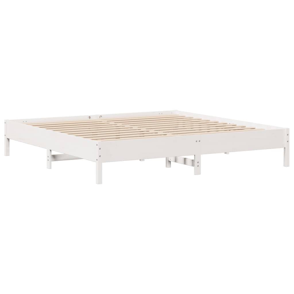 fehér tömör fenyőfa ágy matrac nélkül 200 x 200 cm