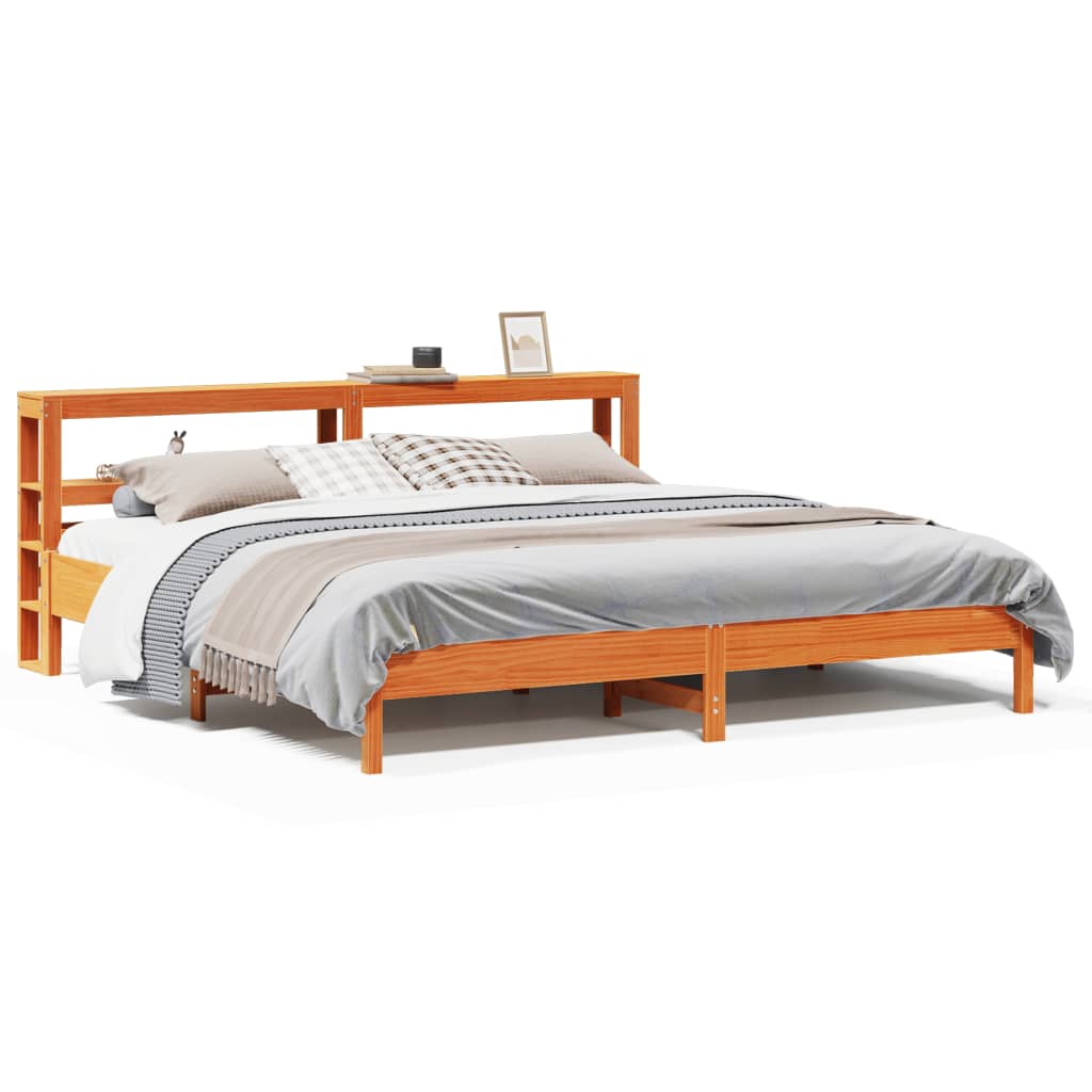 viaszbarna tömör fenyőfa ágy matrac nélkül 200 x 200 cm