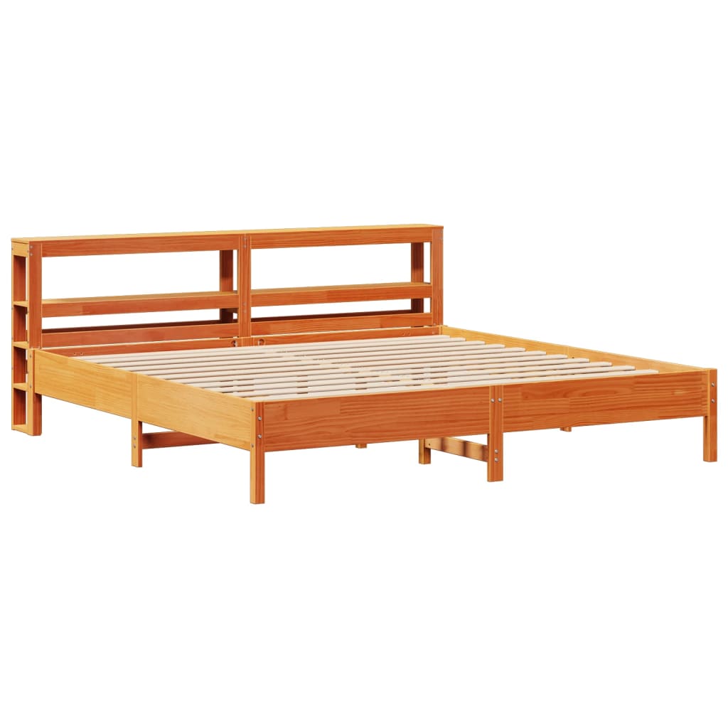 viaszbarna tömör fenyőfa ágy matrac nélkül 200 x 200 cm