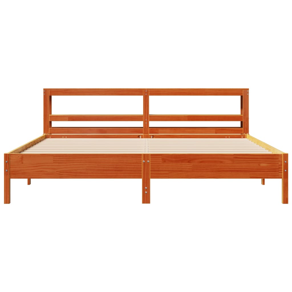 viaszbarna tömör fenyőfa ágy matrac nélkül 200 x 200 cm