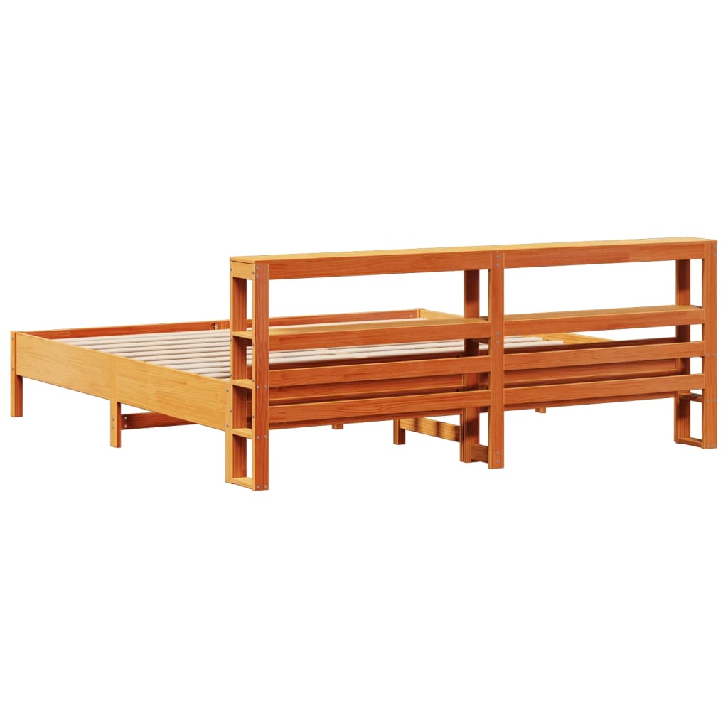 viaszbarna tömör fenyőfa ágy matrac nélkül 200 x 200 cm