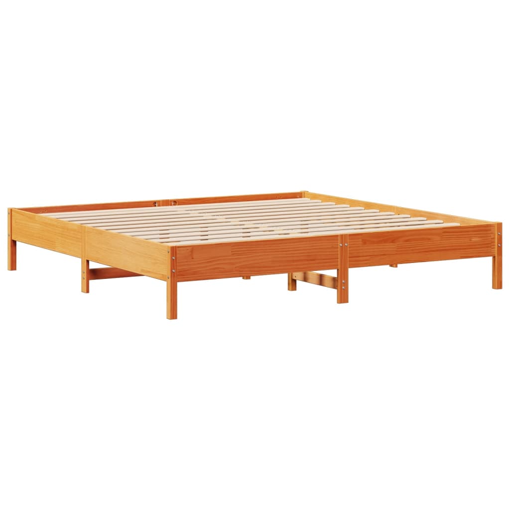viaszbarna tömör fenyőfa ágy matrac nélkül 200 x 200 cm