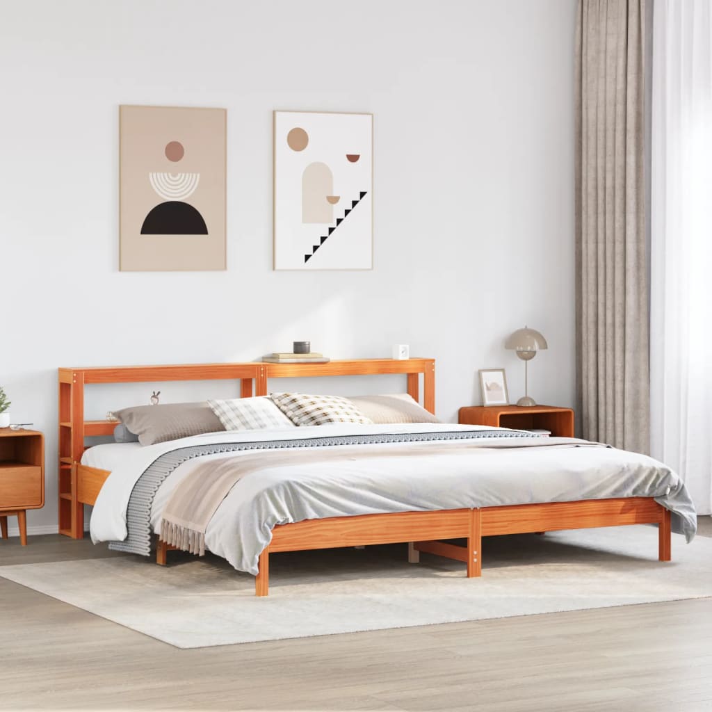 viaszbarna tömör fenyőfa ágy matrac nélkül 200 x 200 cm