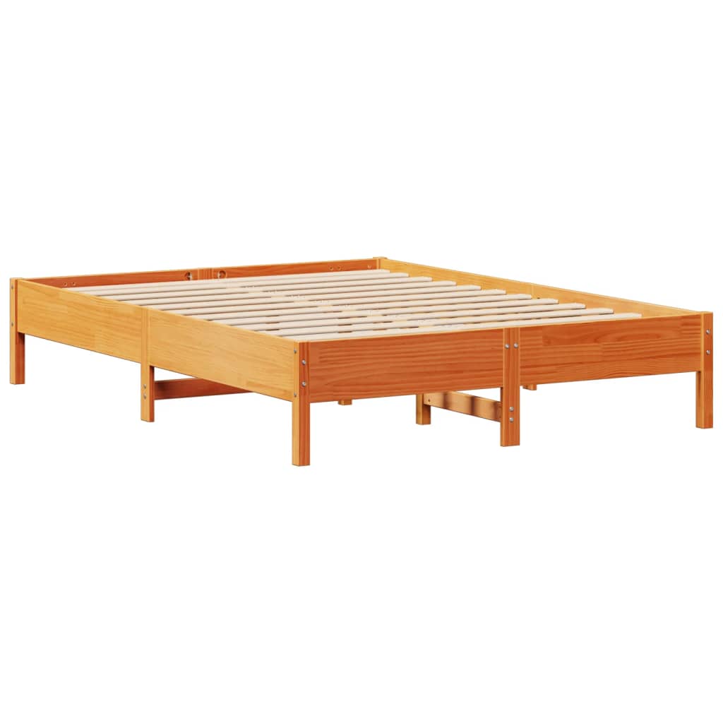 viaszbarna tömör fenyőfa ágy matrac nélkül 150 x 200 cm