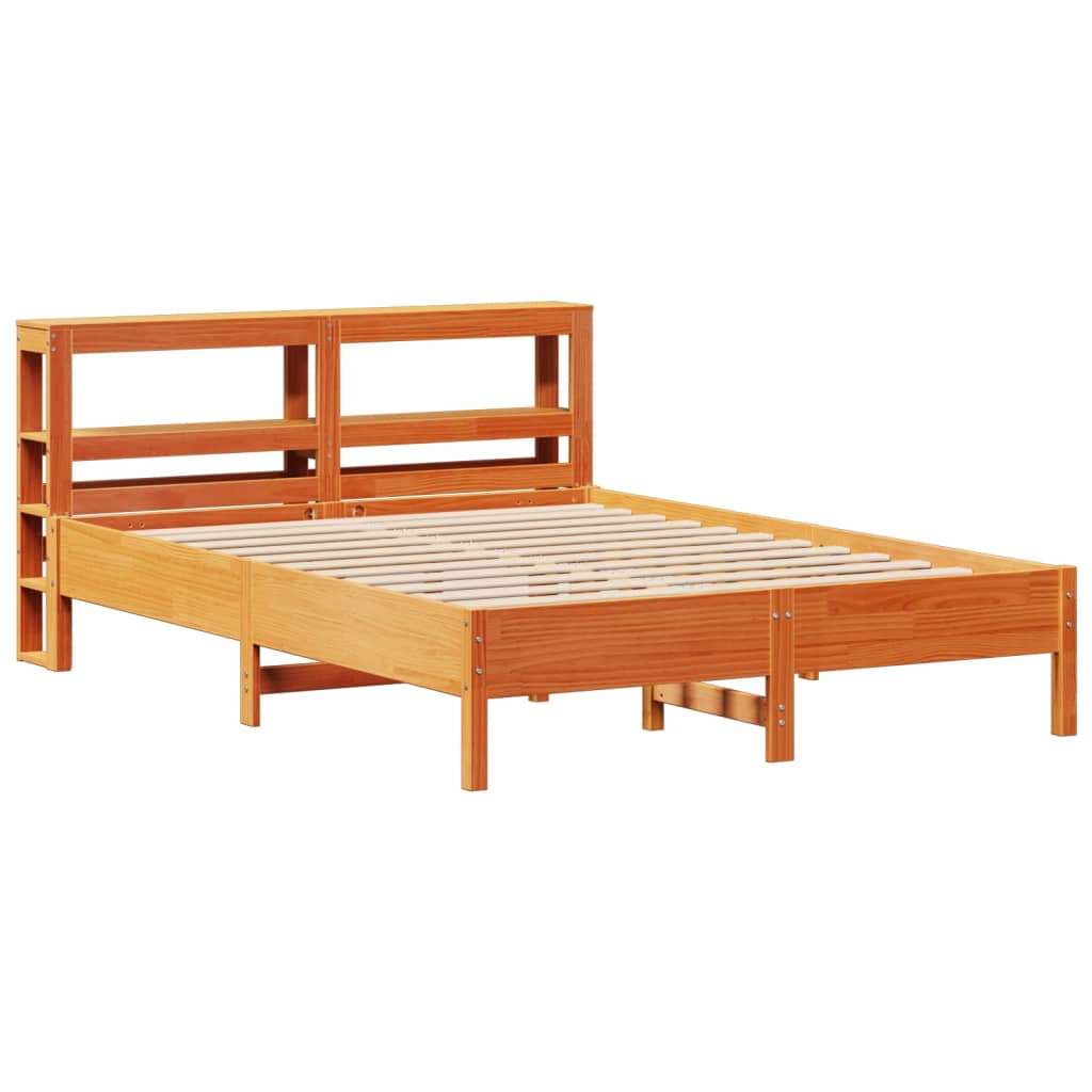 viaszbarna tömör fenyőfa ágy matrac nélkül 140 x 200 cm